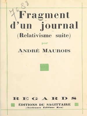 cover image of Fragment d'un journal, août-septembre 1930